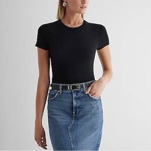 NWT Gap Modern Black T Shirt Bodysuit Ladies Size Large Short Sleeve